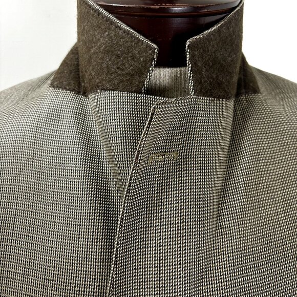 Andrew Fezza Men's Flannel Sport Coat Blazer Size 43R Silk Wool Tan Suit Jacket - Picture 3 of 12